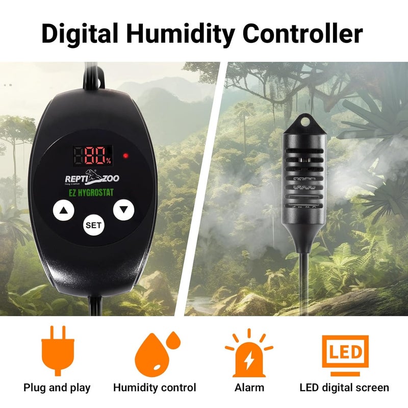 REPTIZOO Reptile Digital Hygrometer Controller LED Humidistat Reptile Humidity Control for Reptile Terrariums Tank Reptile Humidifier Fogger Mushroom Greenhouse - Image 2